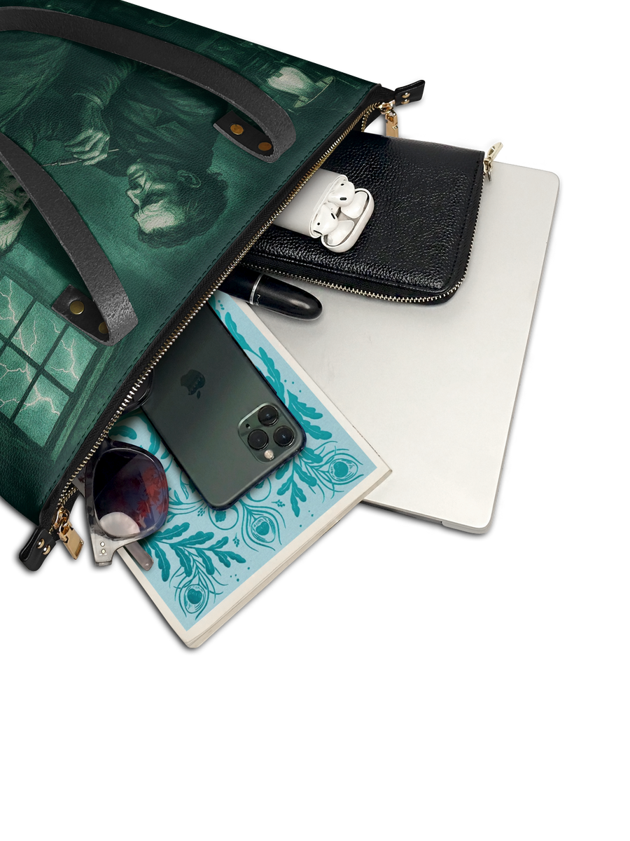 "Frankenstein" Mortuary Moss Leather Tote Bag