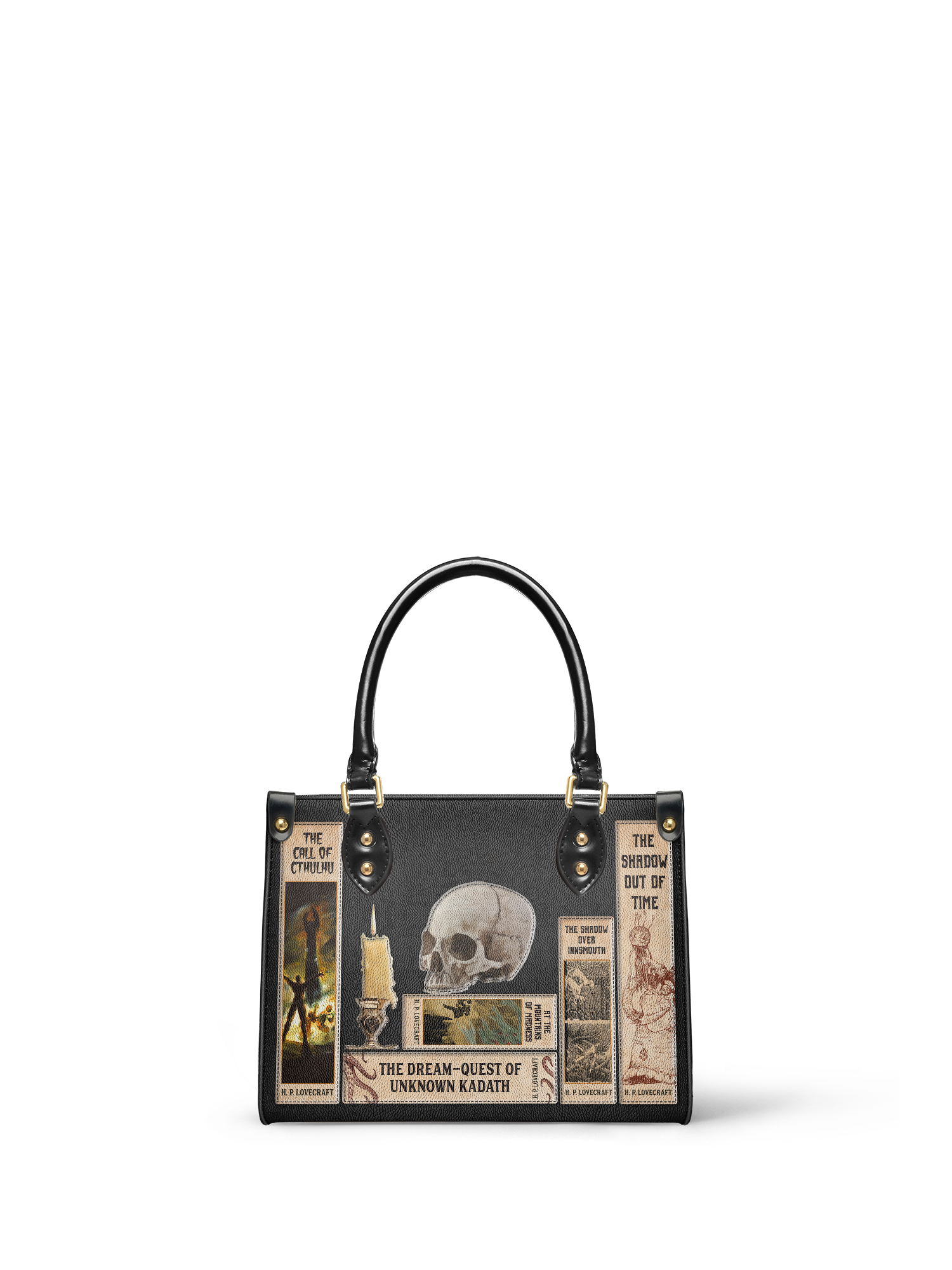 Lovecraftian Black Small Leather Handbag