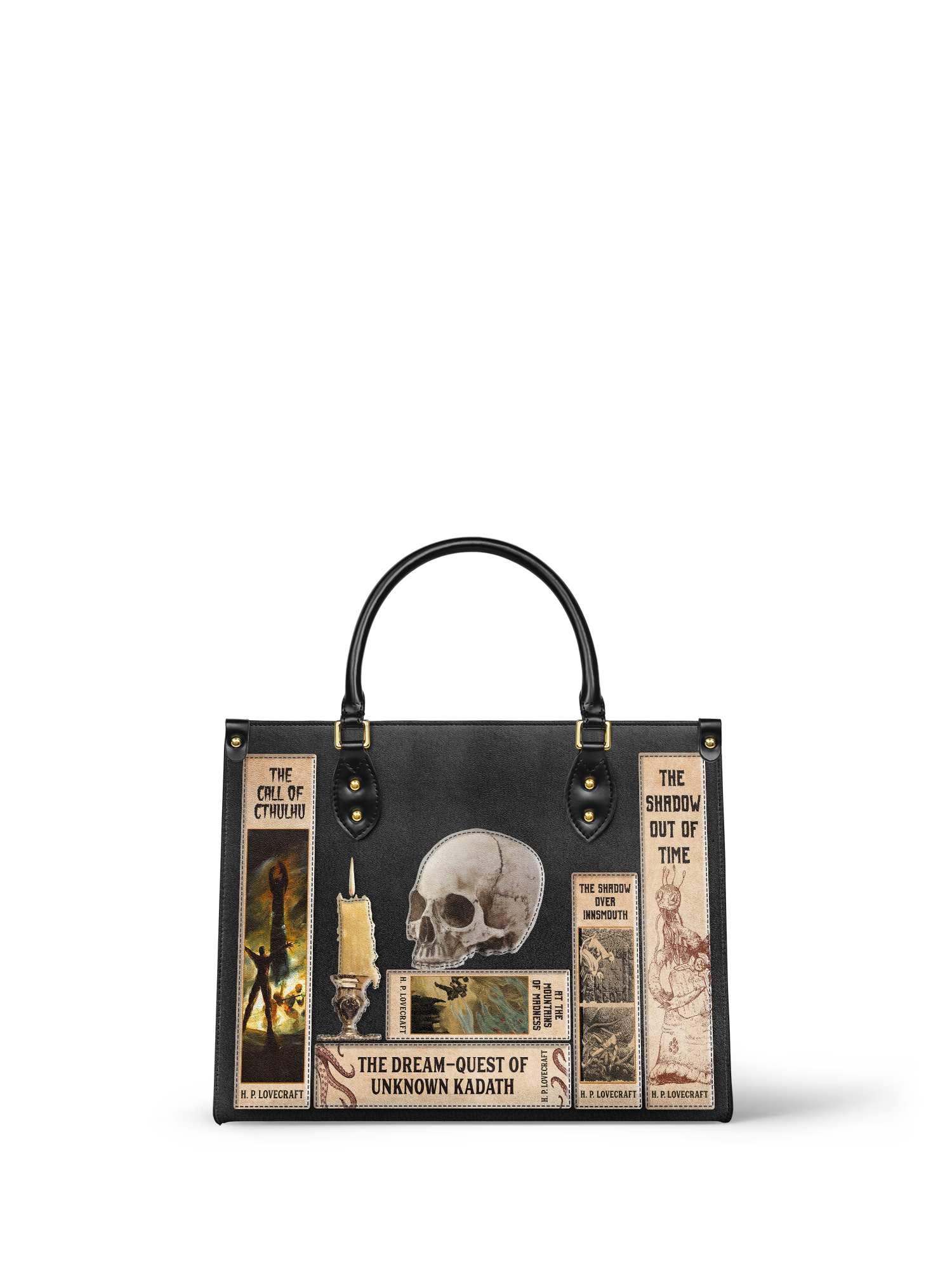 Lovecraftian Black Leather Handbag