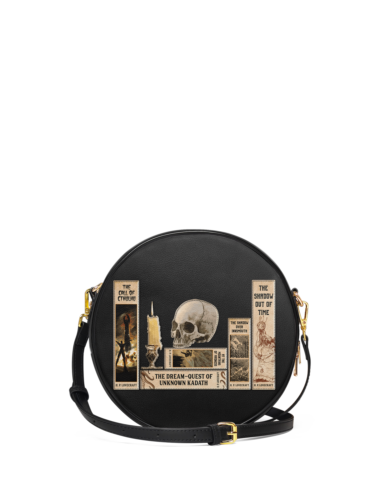 Lovecraftian Black Circle Crossbody Bag