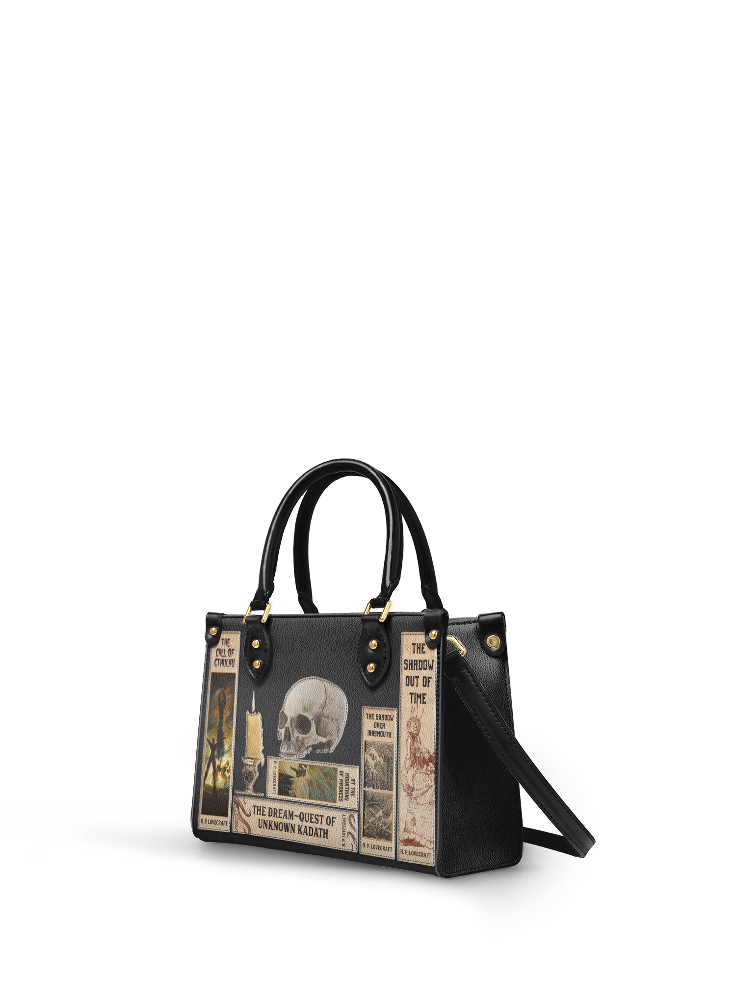 Lovecraftian Black Small Leather Handbag