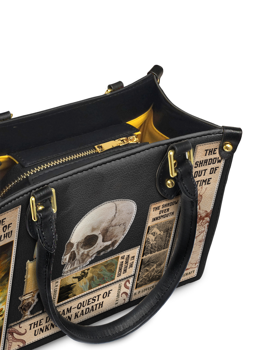 Lovecraftian Black Small Leather Handbag