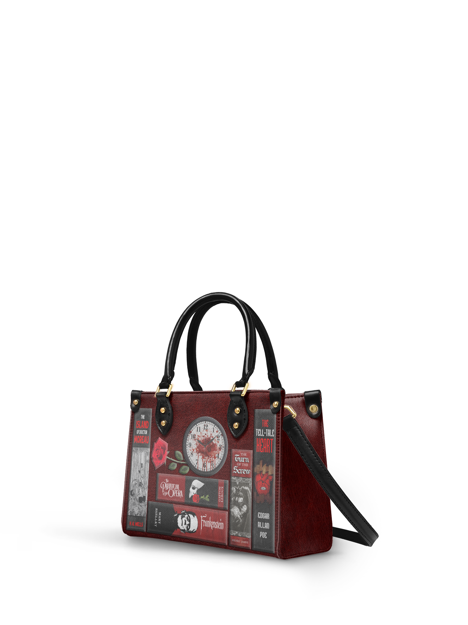 "The Crimson Codex" Small Leather Handbag