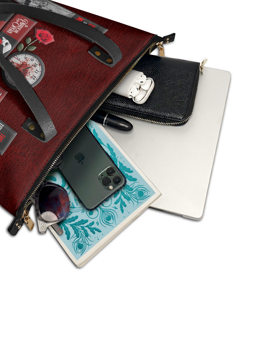 "The Crimson Codex" Leather Tote Bag