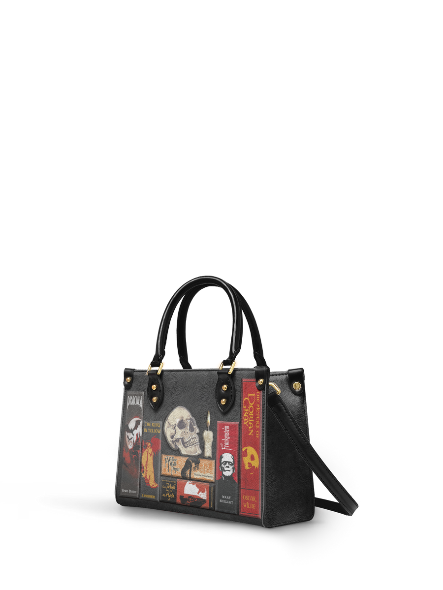 "The Codex of Gothic Tales" Deadlight Black Small Leather Handbag