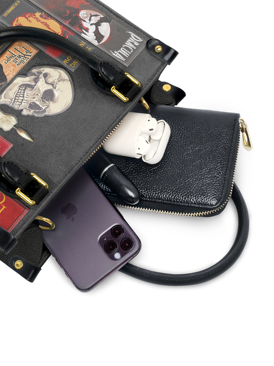 "The Codex of Gothic Tales" Deadlight Black Small Leather Handbag