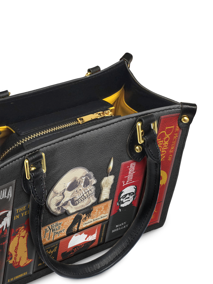 "The Codex of Gothic Tales" Deadlight Black Small Leather Handbag