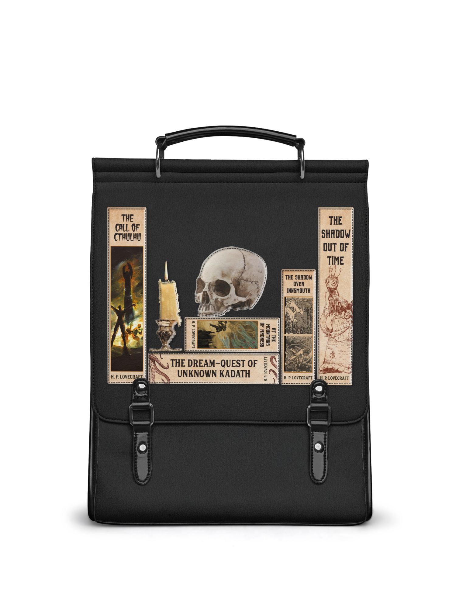 Lovecraftian Black Leather Backpack