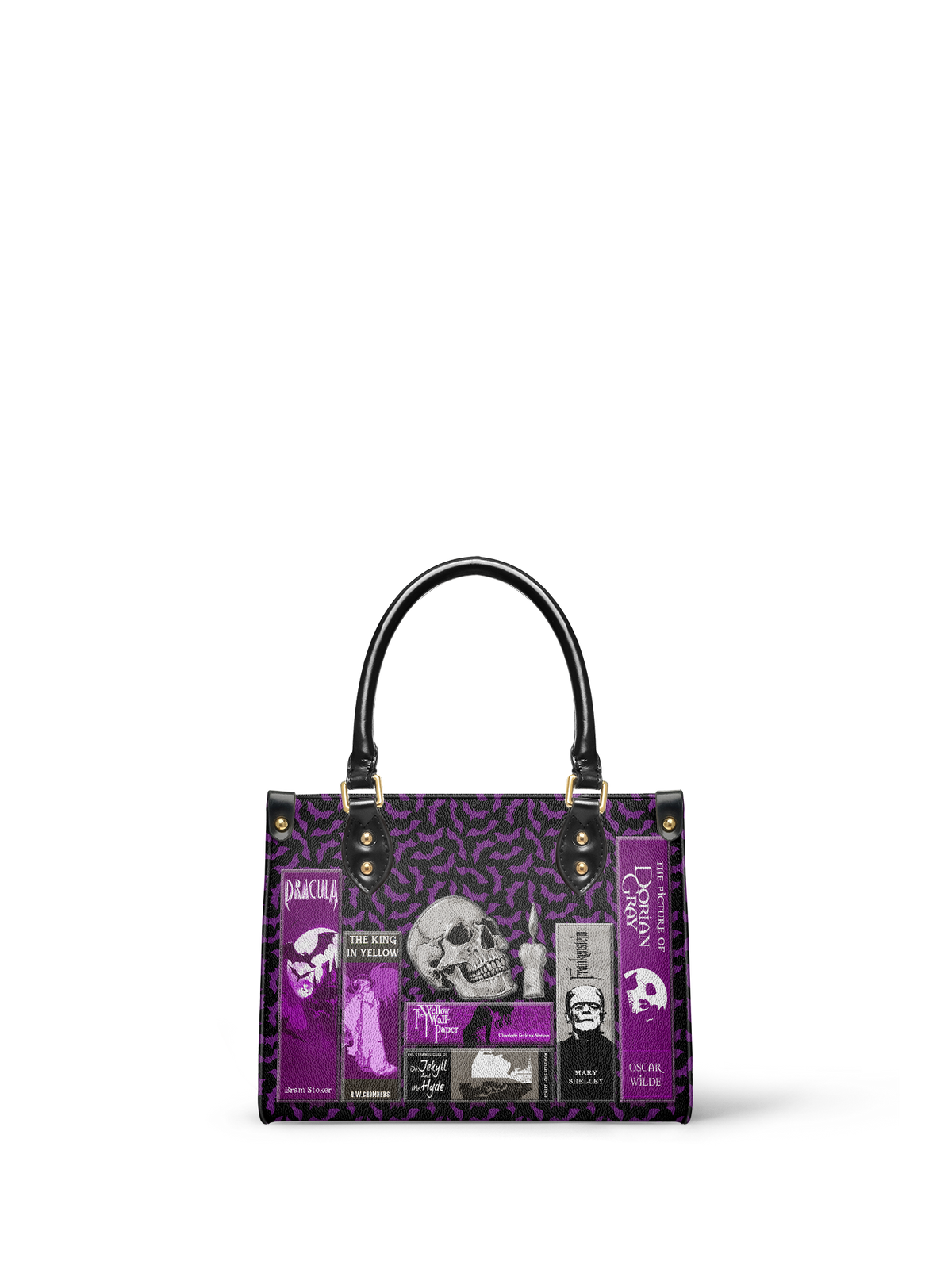 "The Codex of Gothic Tales" Violet Echo Small Leather Handbag