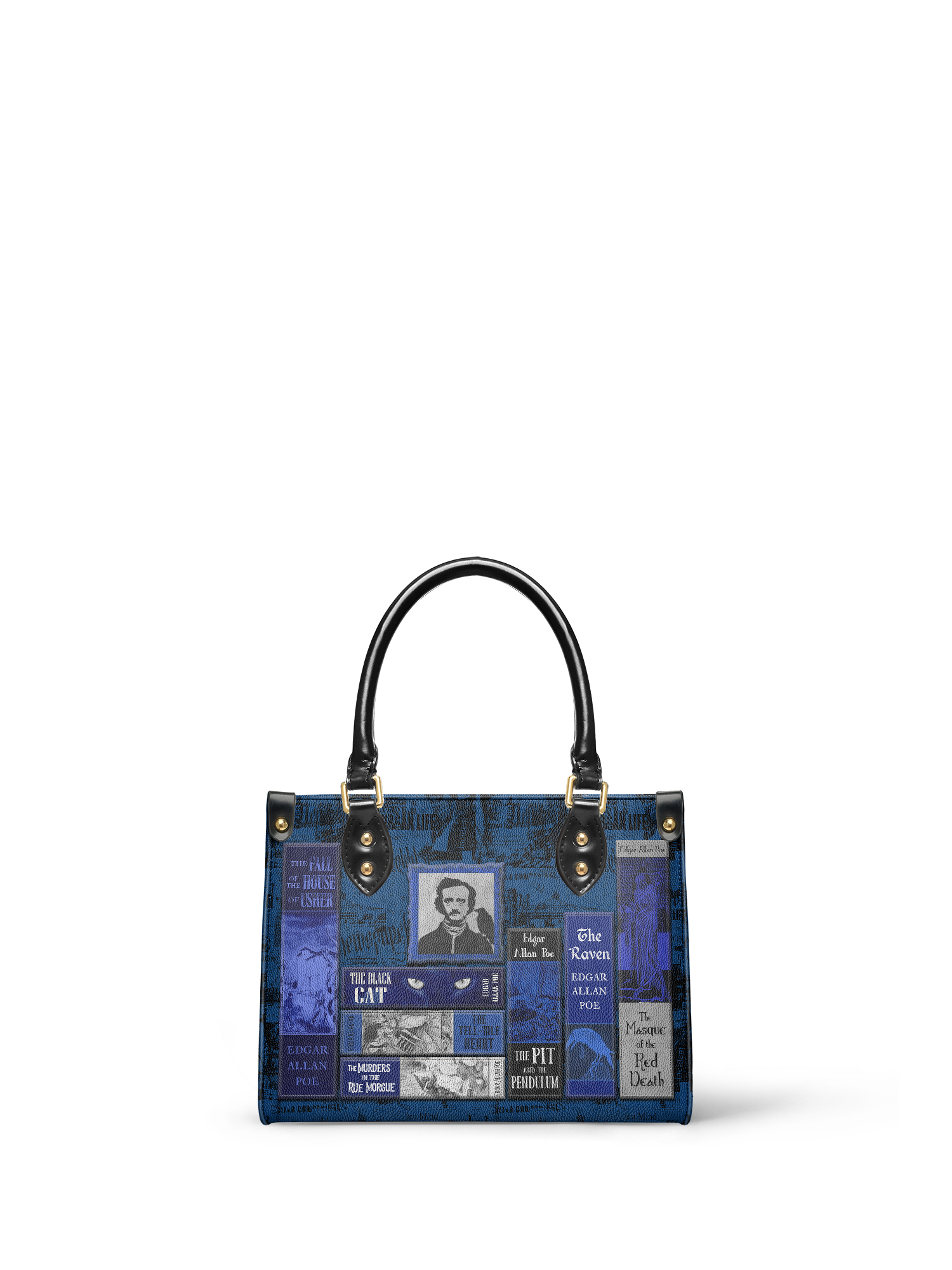 "Poe's Library" Midnight Ink Small Leather Handbag
