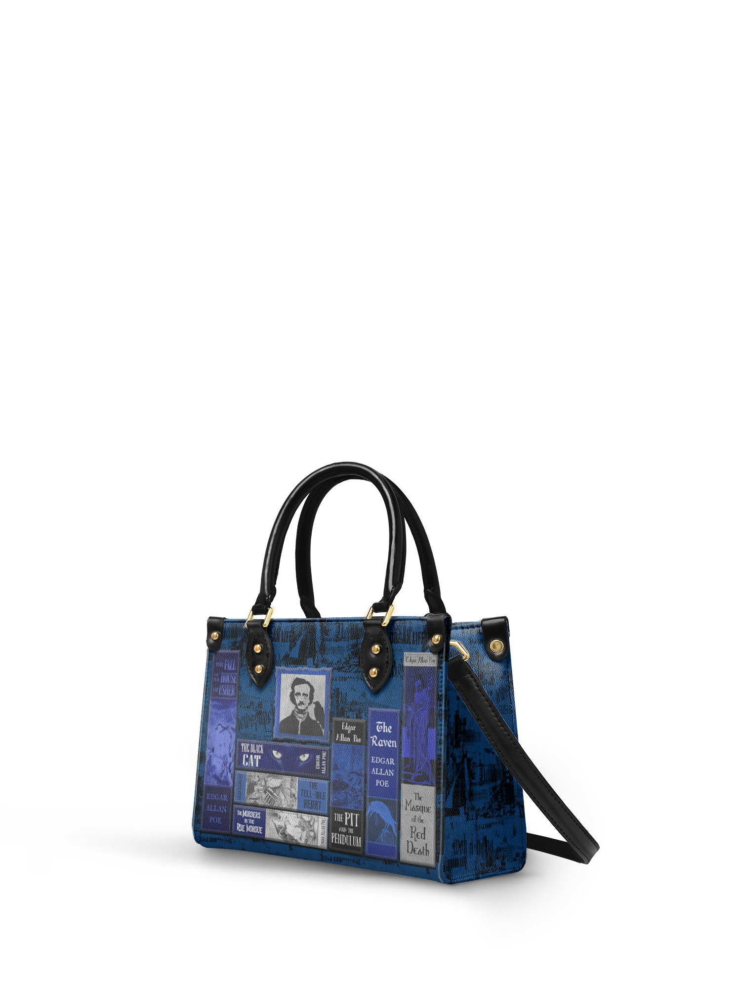 "Poe's Library" Midnight Ink Small Leather Handbag