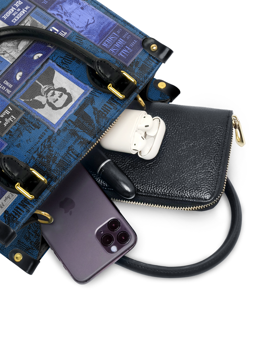 "Poe's Library" Midnight Ink Small Leather Handbag