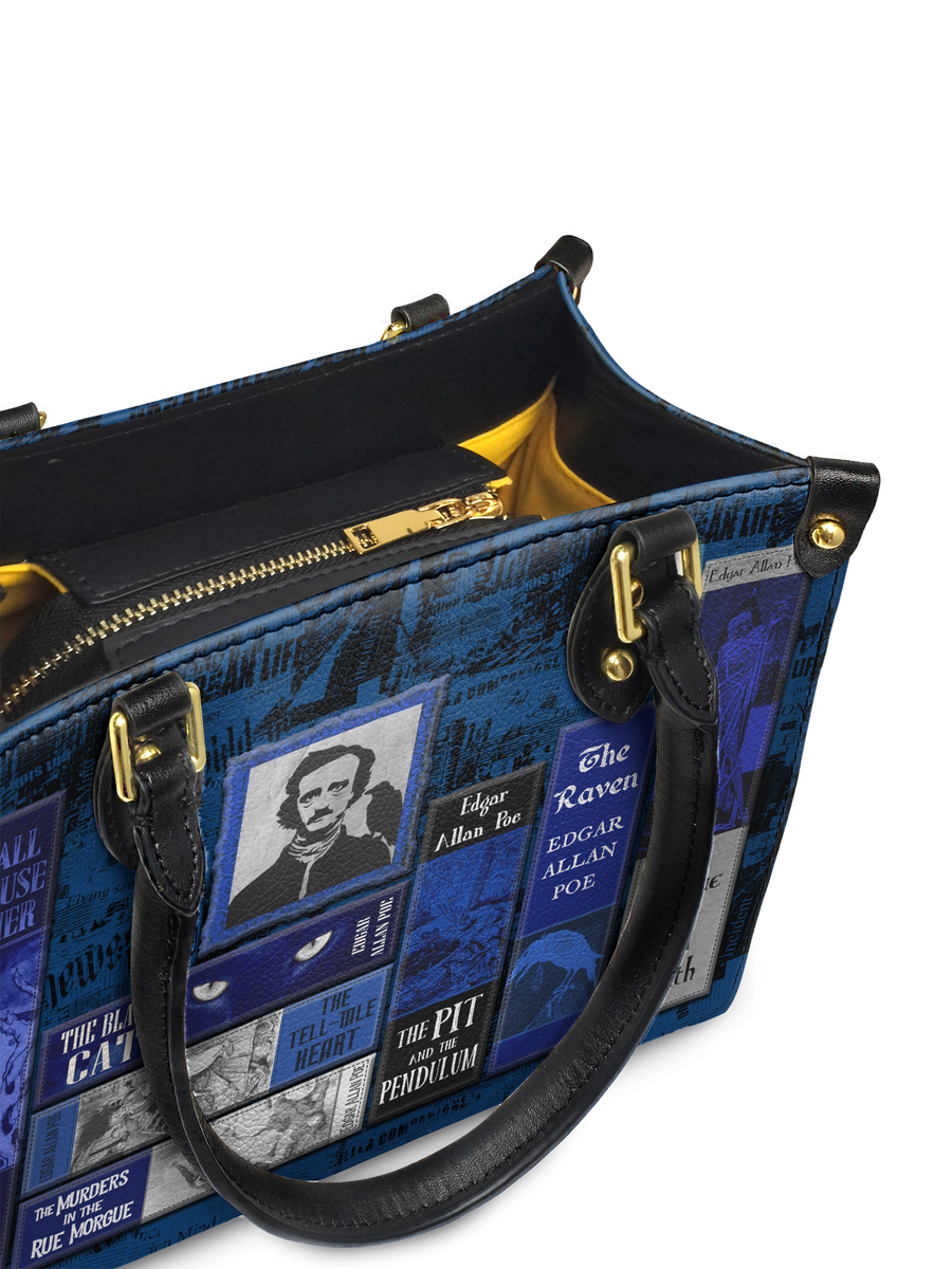 "Poe's Library" Midnight Ink Small Leather Handbag