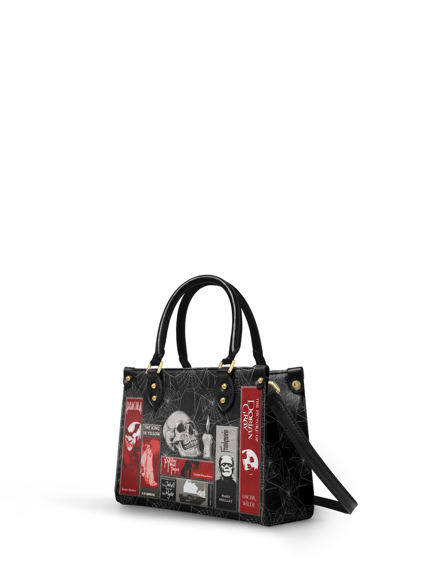 "The Codex of Gothic Tales" Black Widow’s Kiss Small Leather Handbag