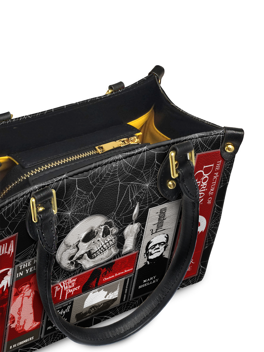 "The Codex of Gothic Tales" Black Widow’s Kiss Small Leather Handbag