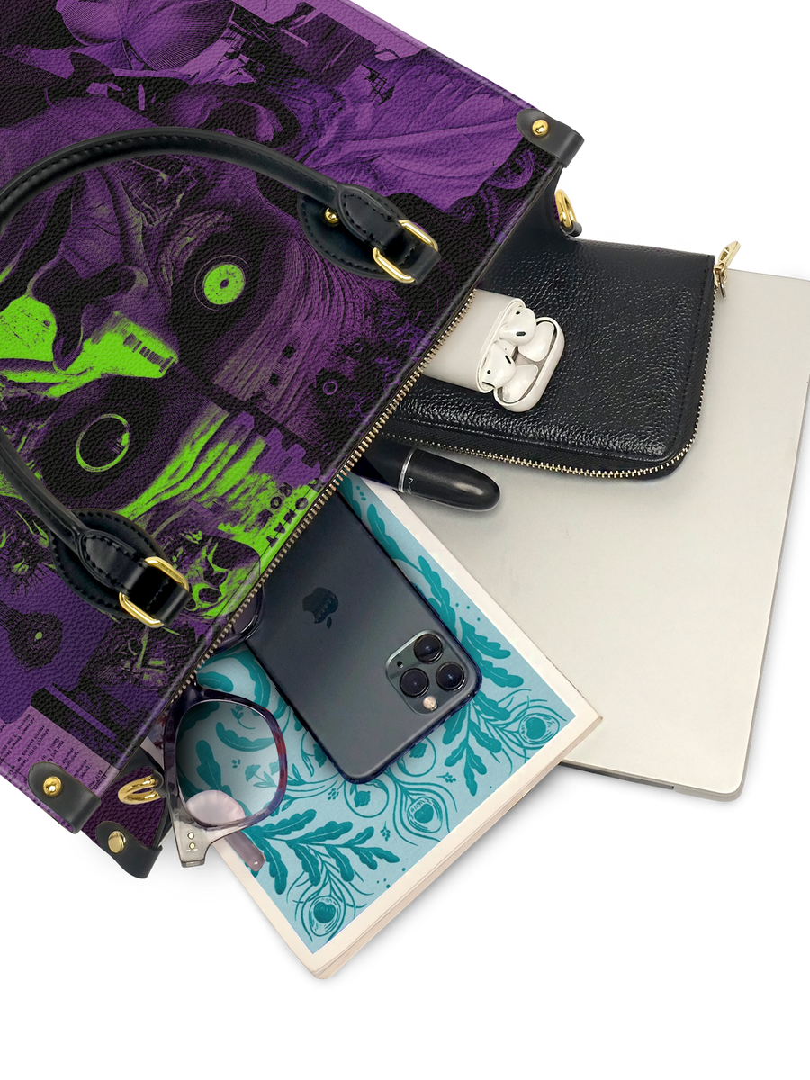 "Frankenstein" Lablight Violet Leather Handbag