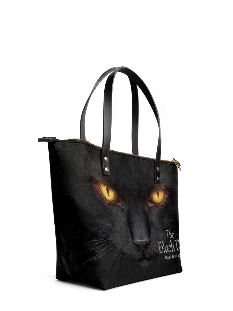 "The Black Cat" Leather Tote Bag