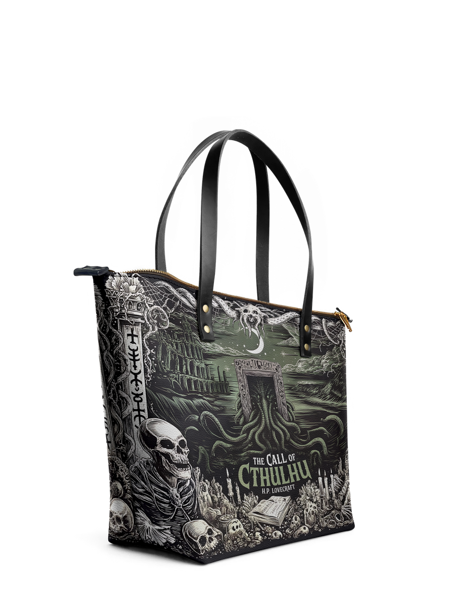 "The Call Of Cthulhu" Leather Tote Bag