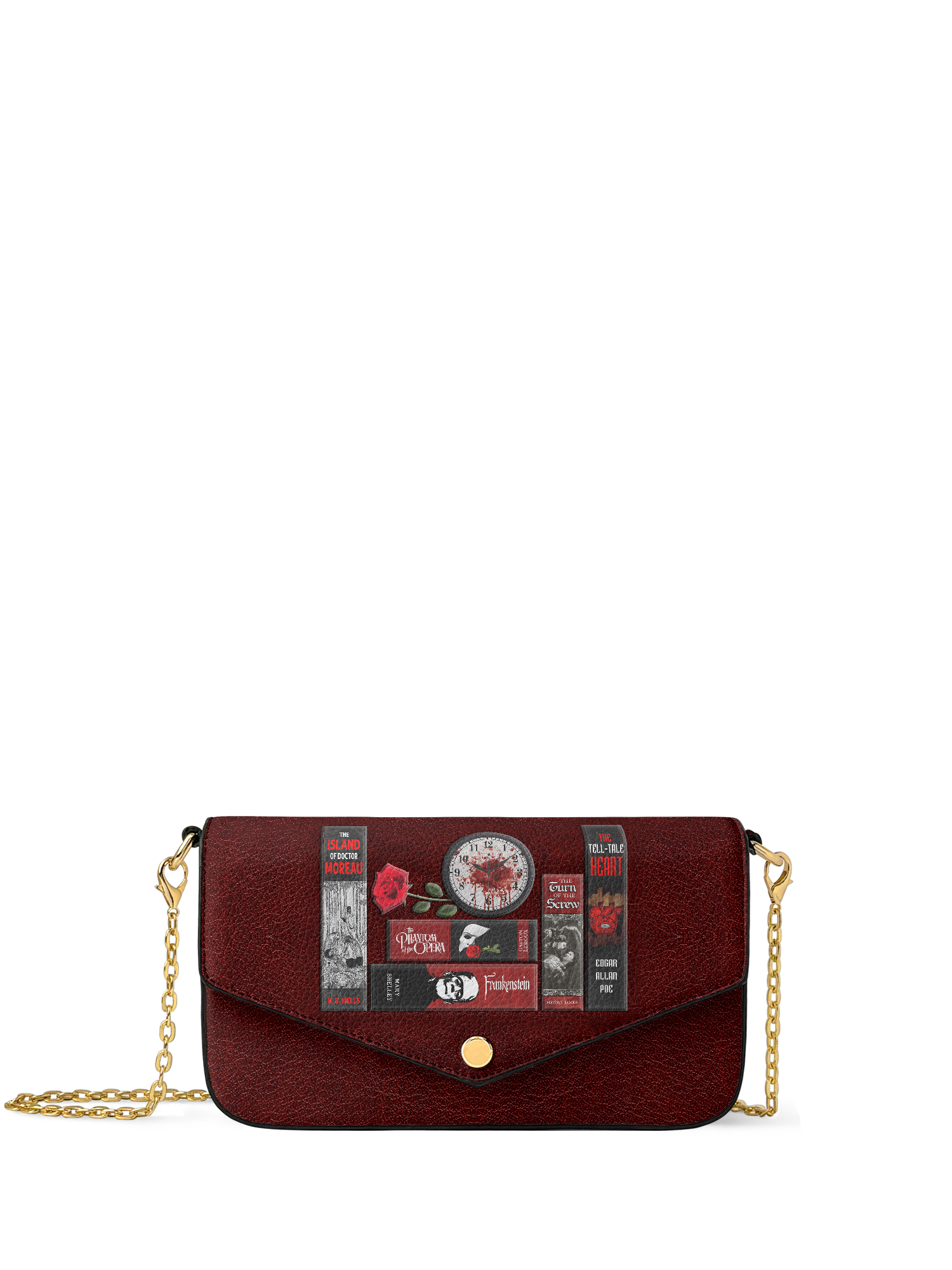 "The Crimson Codex" Envelope Chain Crossbody Bag