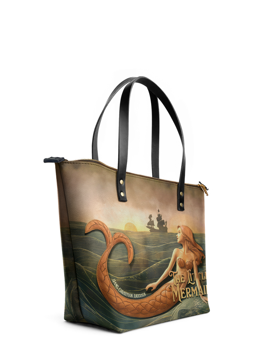 "Mermaid’s Sacrifice" Leather Tote Bag
