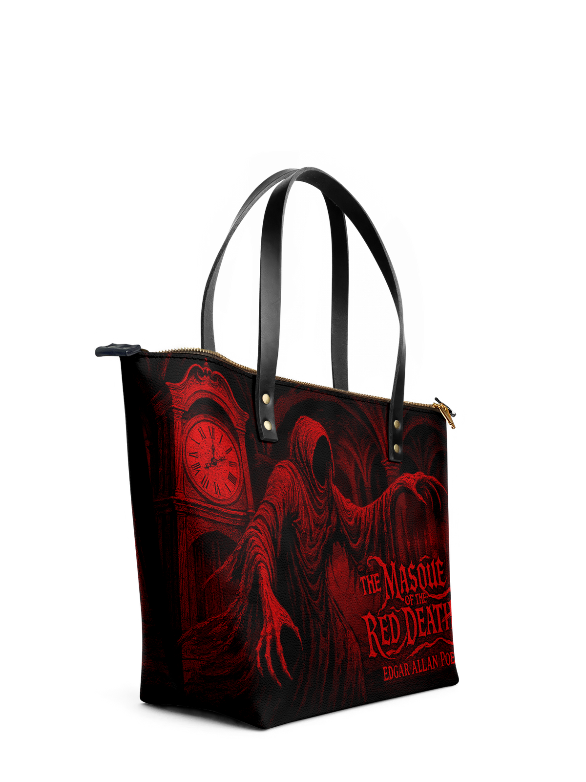 "The Masque Of The Red Death" Leather Tote Bag