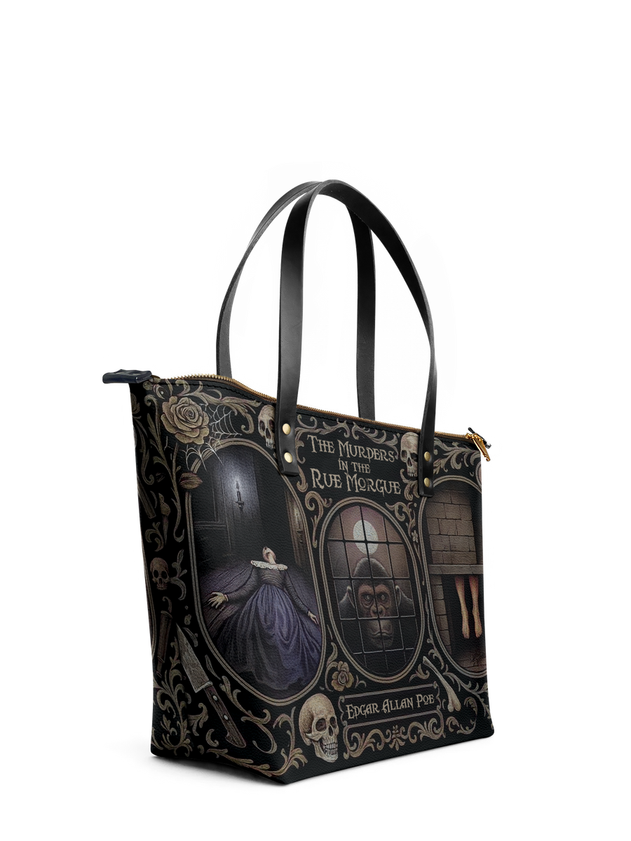 "The Murders In The Rue Morgue" Leather Tote Bag