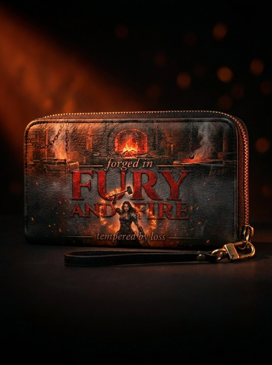 "Forged in Fury and Fire" Blacksmith Warrior Long Wallet