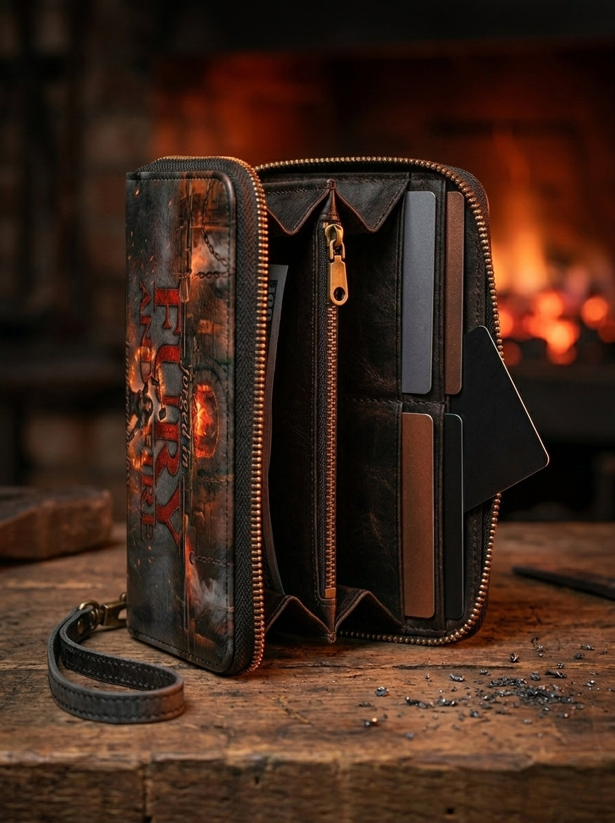 "Forged in Fury and Fire" Blacksmith Warrior Long Wallet