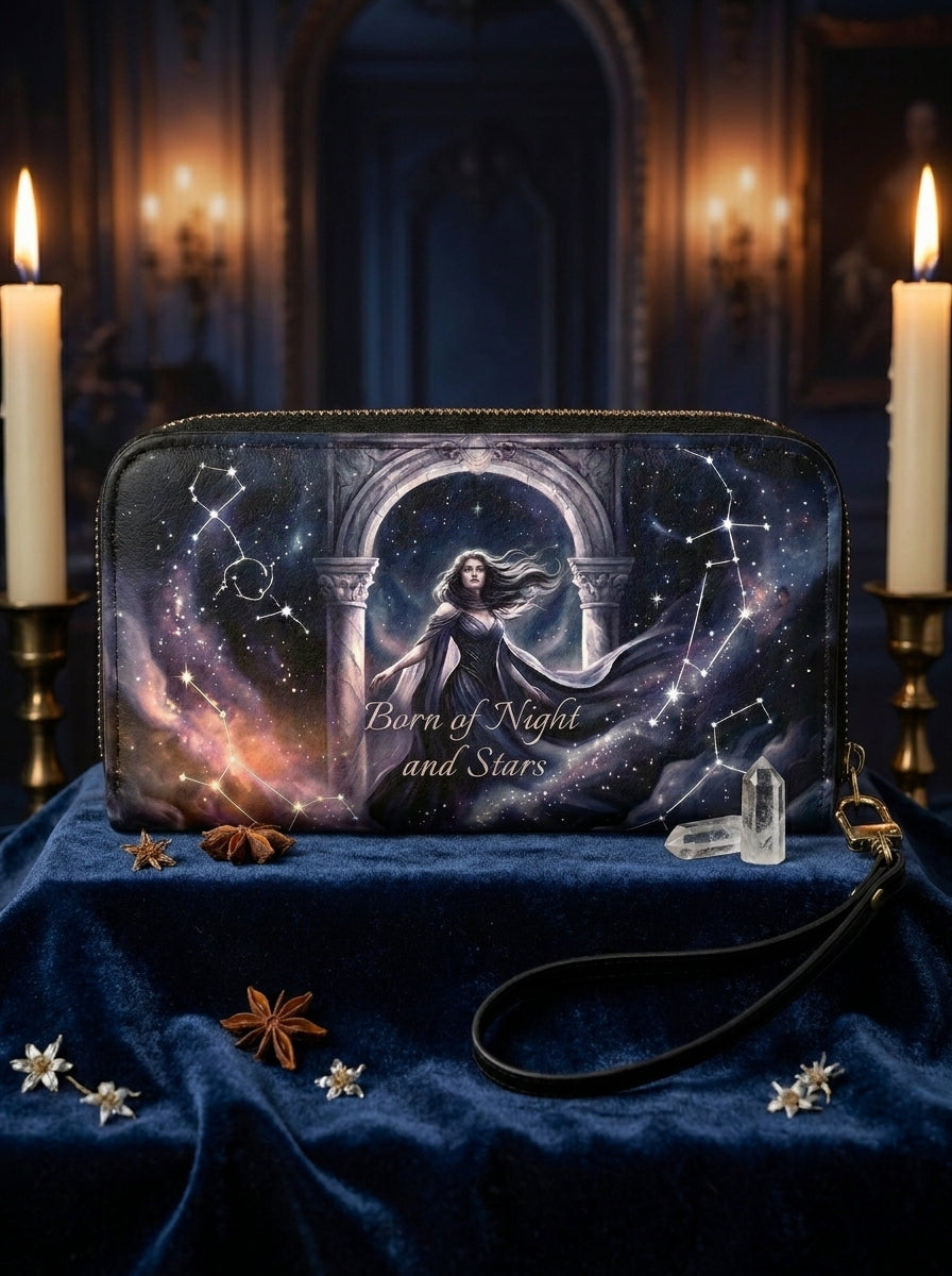 "Born of Night and Stars" Celestial Long Wallet