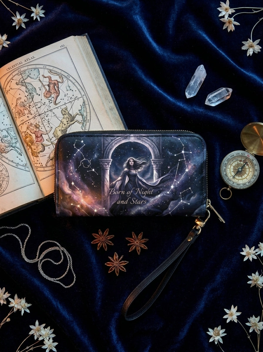 "Born of Night and Stars" Celestial Long Wallet