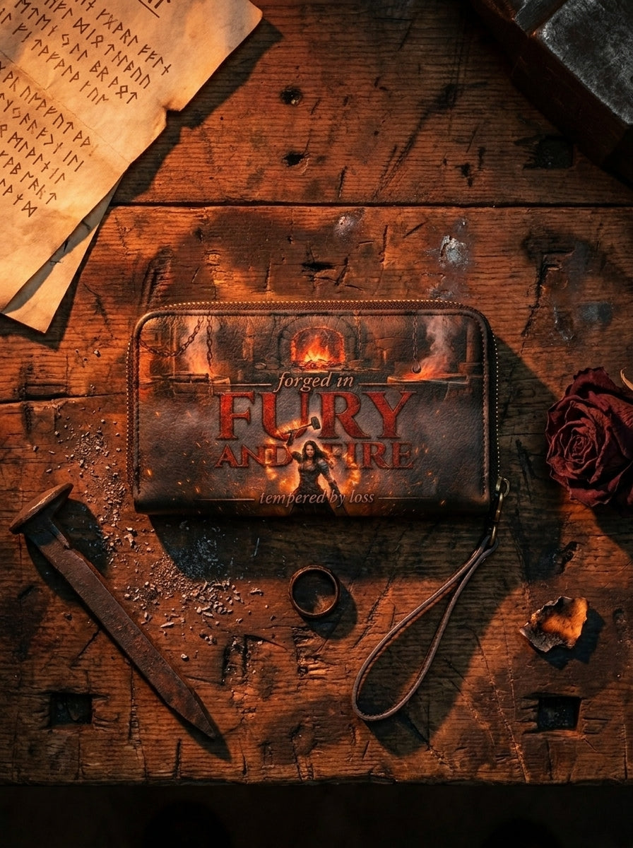 "Forged in Fury and Fire" Blacksmith Warrior Long Wallet