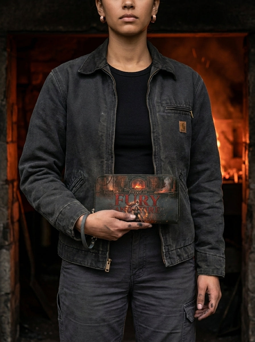 "Forged in Fury and Fire" Blacksmith Warrior Long Wallet