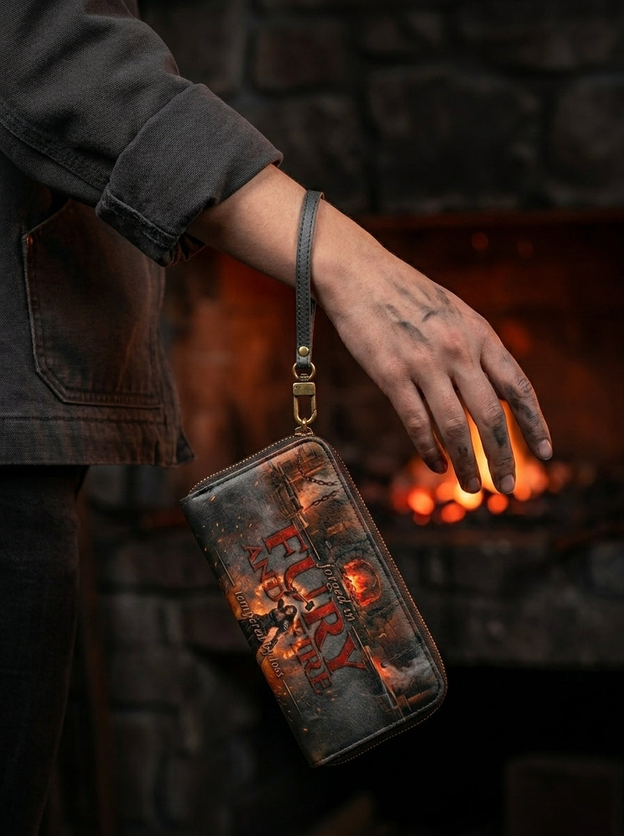 "Forged in Fury and Fire" Blacksmith Warrior Long Wallet
