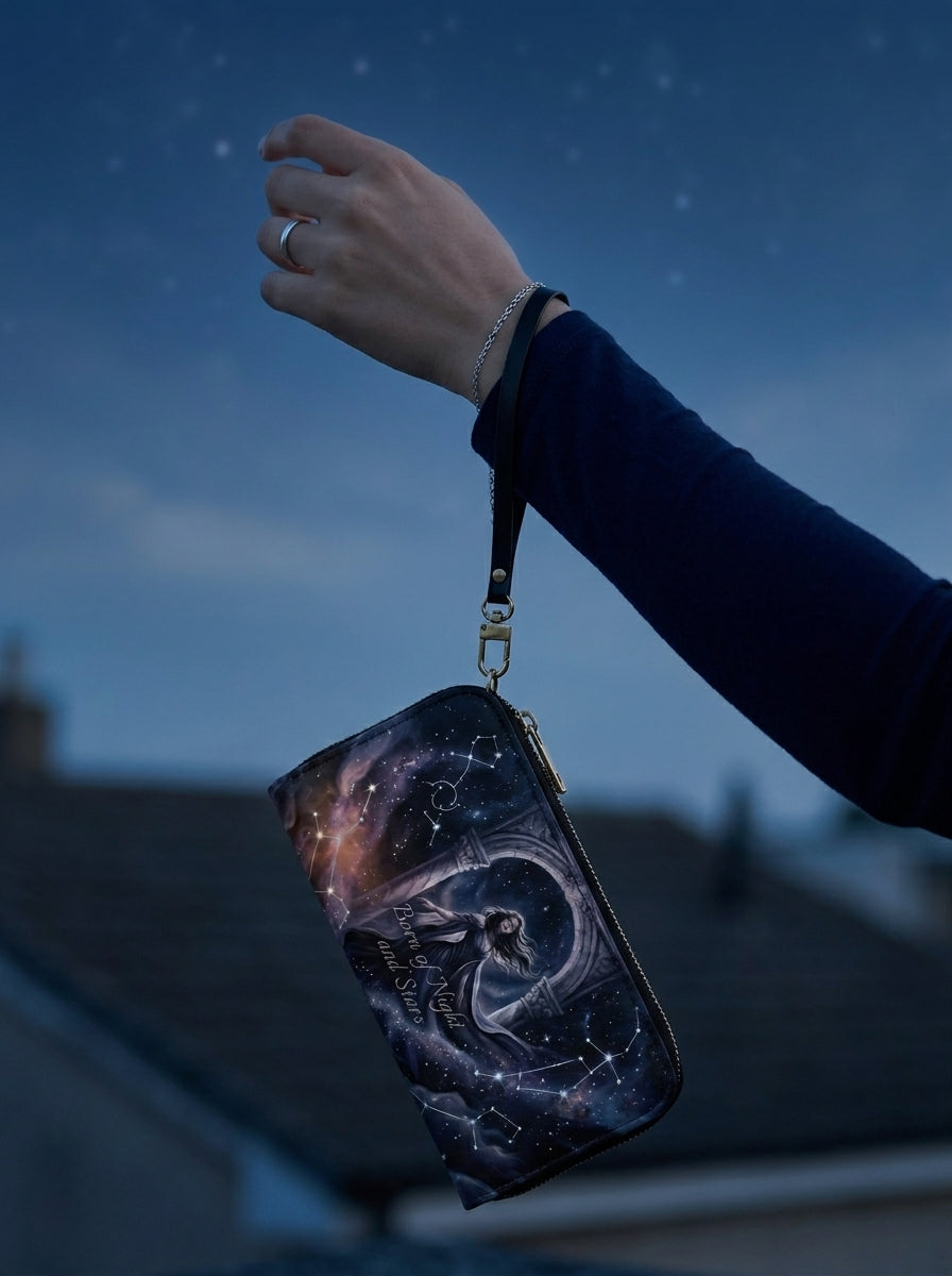 "Born of Night and Stars" Celestial Long Wallet