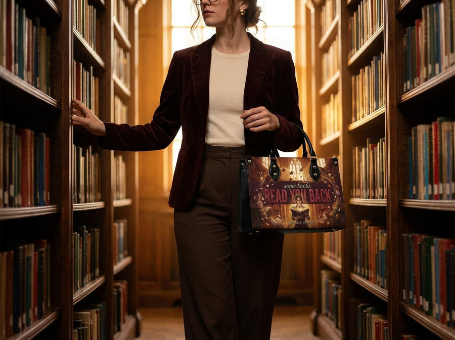 "Read You Back" Hush Library Leather Handbag