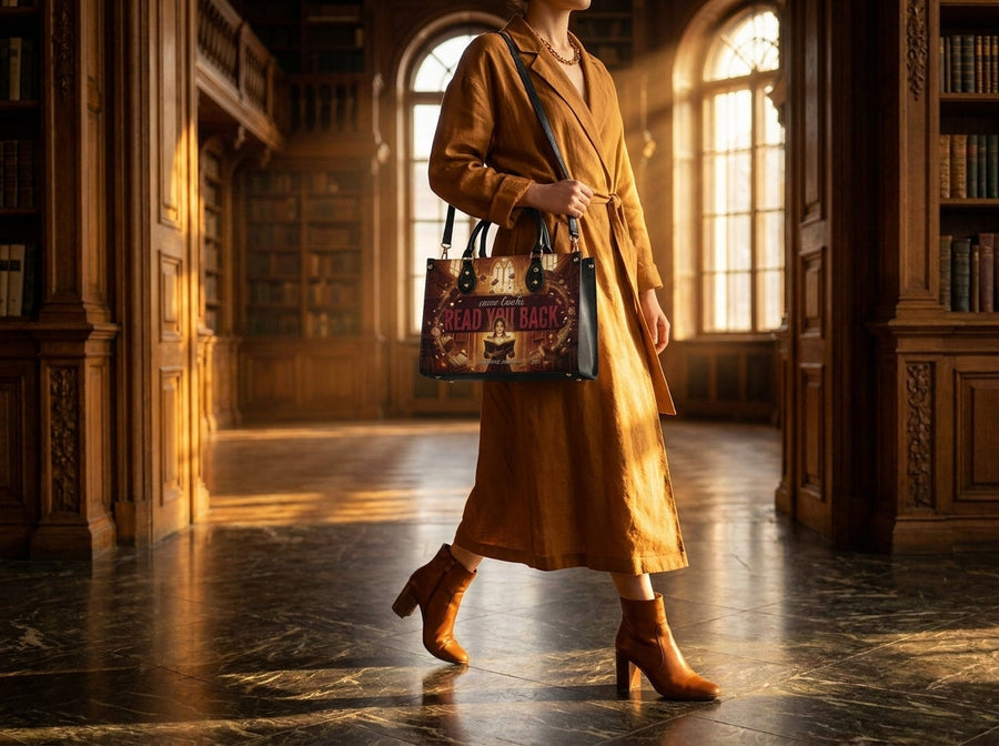 "Read You Back" Hush Library Leather Handbag
