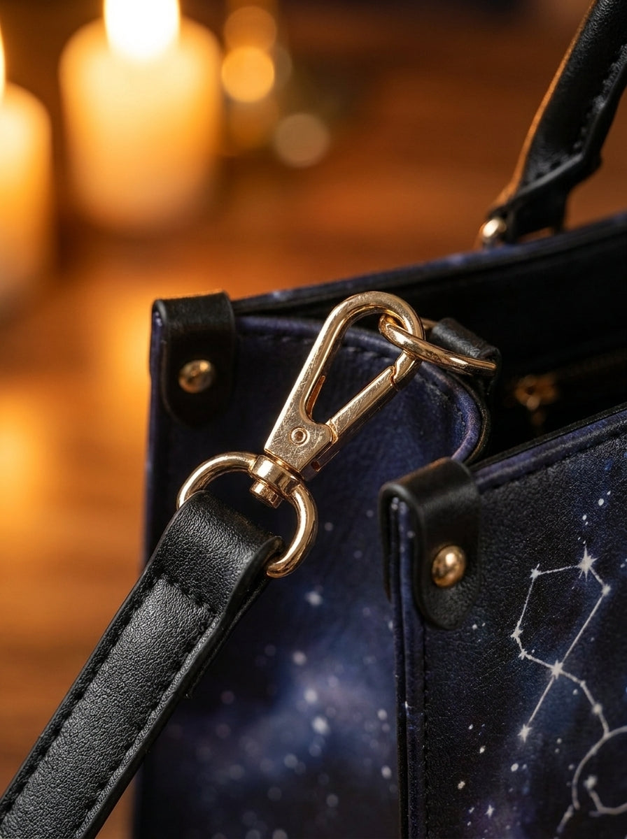 "Born of Night and Stars" Celestial Leather Handbag