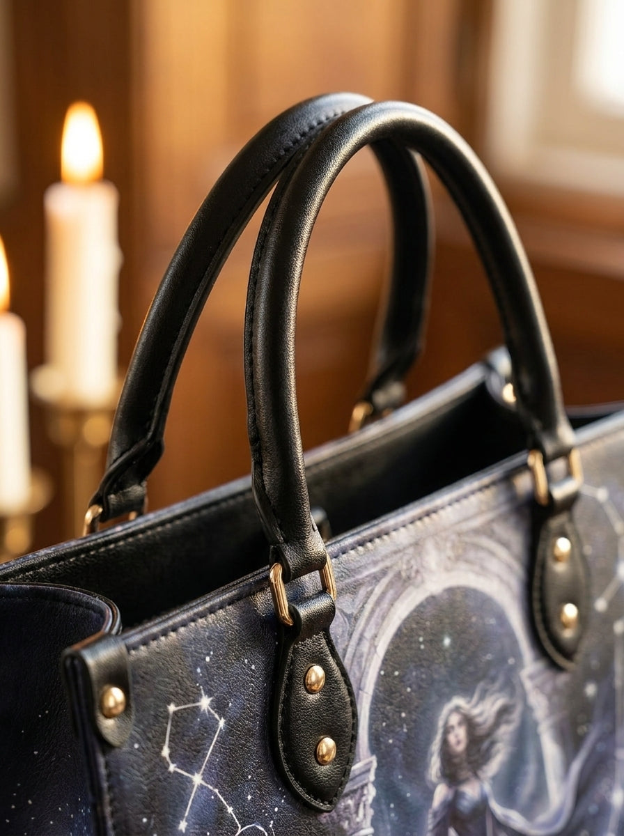 "Born of Night and Stars" Celestial Leather Handbag