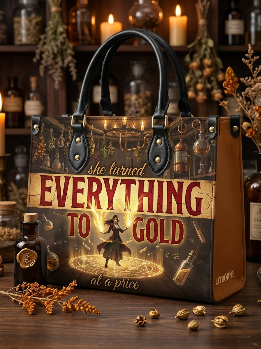 "Everything To Gold (At a Price)" Alchemist Leather Handbag
