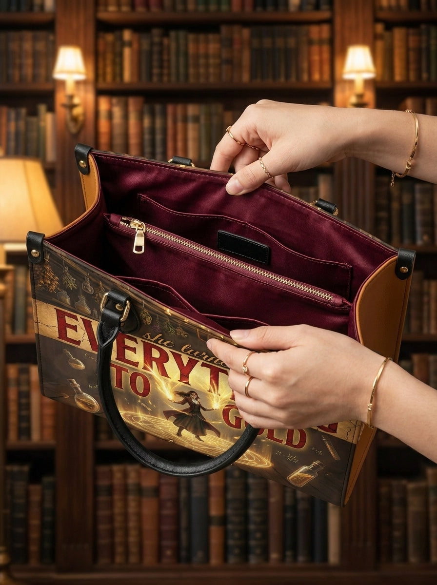 "Everything To Gold (At a Price)" Alchemist Leather Handbag