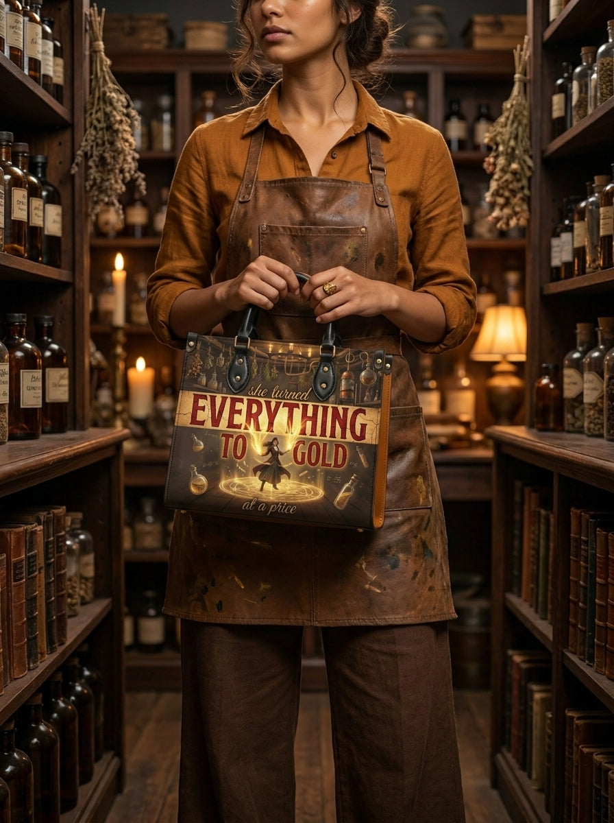 "Everything To Gold (At a Price)" Alchemist Leather Handbag