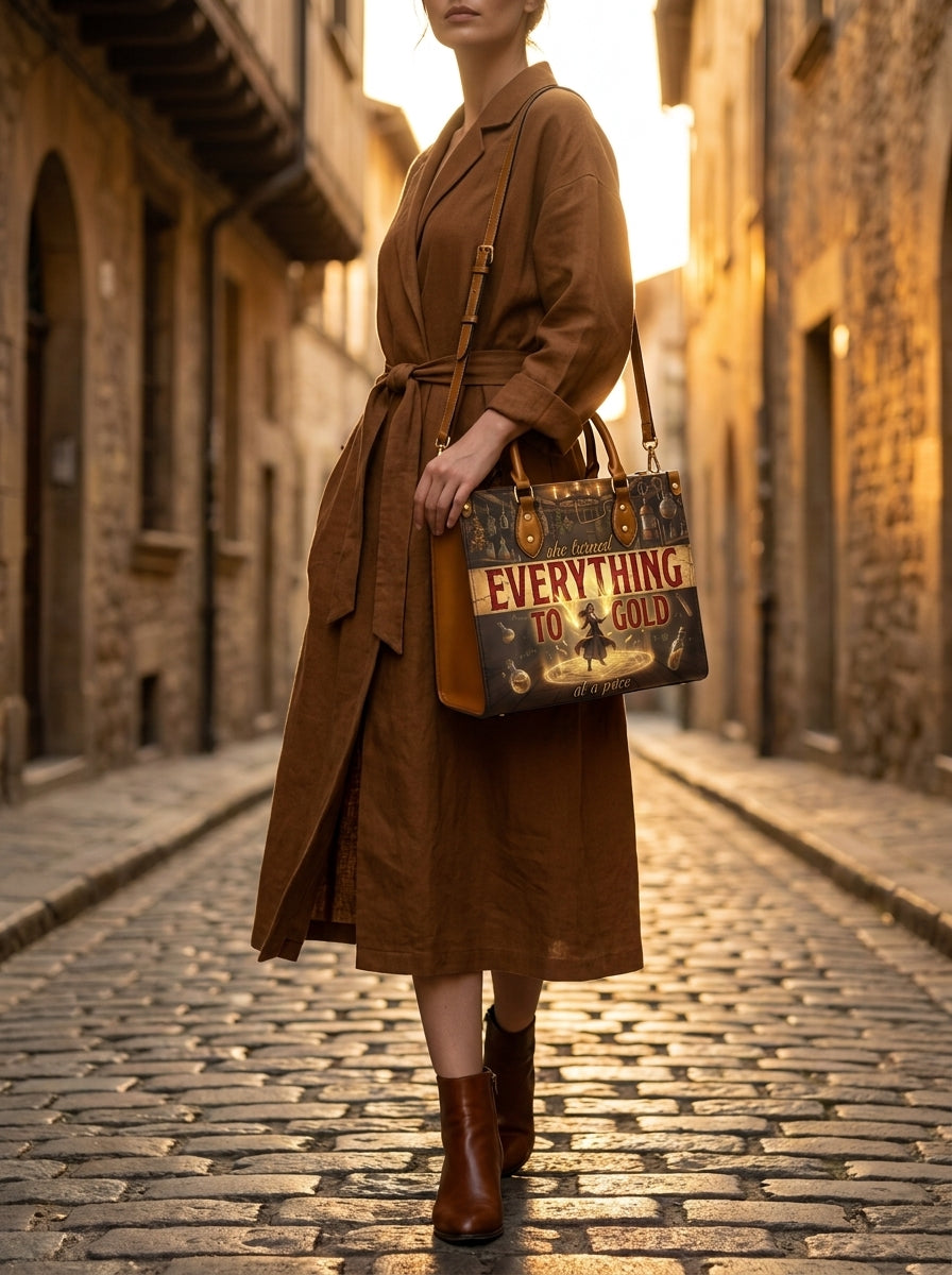 "Everything To Gold (At a Price)" Alchemist Leather Handbag