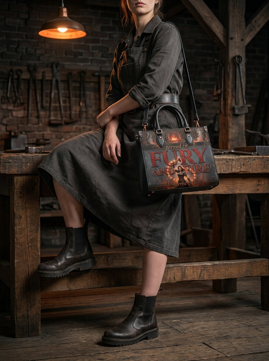 "Forged in Fury and Fire" Blacksmith Warrior Leather Handbag