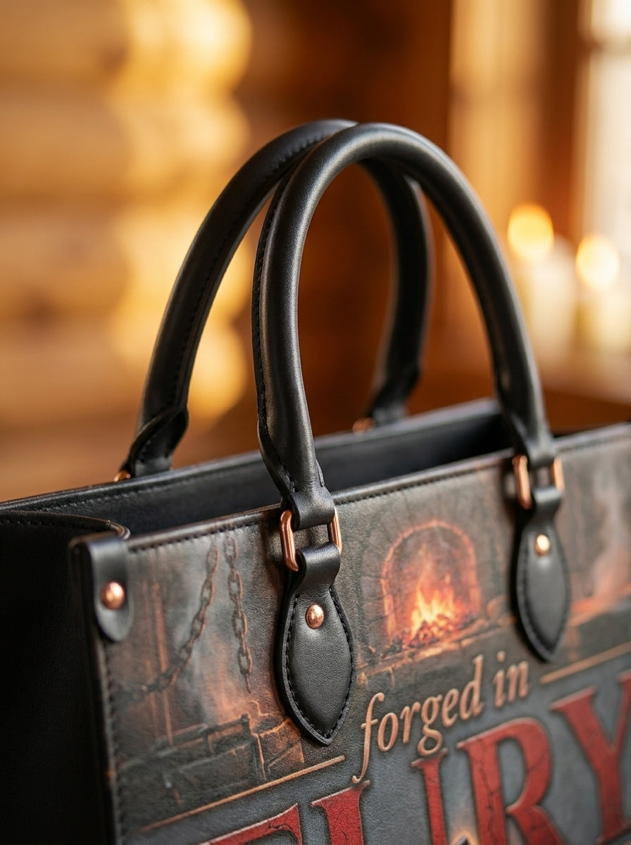 "Forged in Fury and Fire" Blacksmith Warrior Leather Handbag