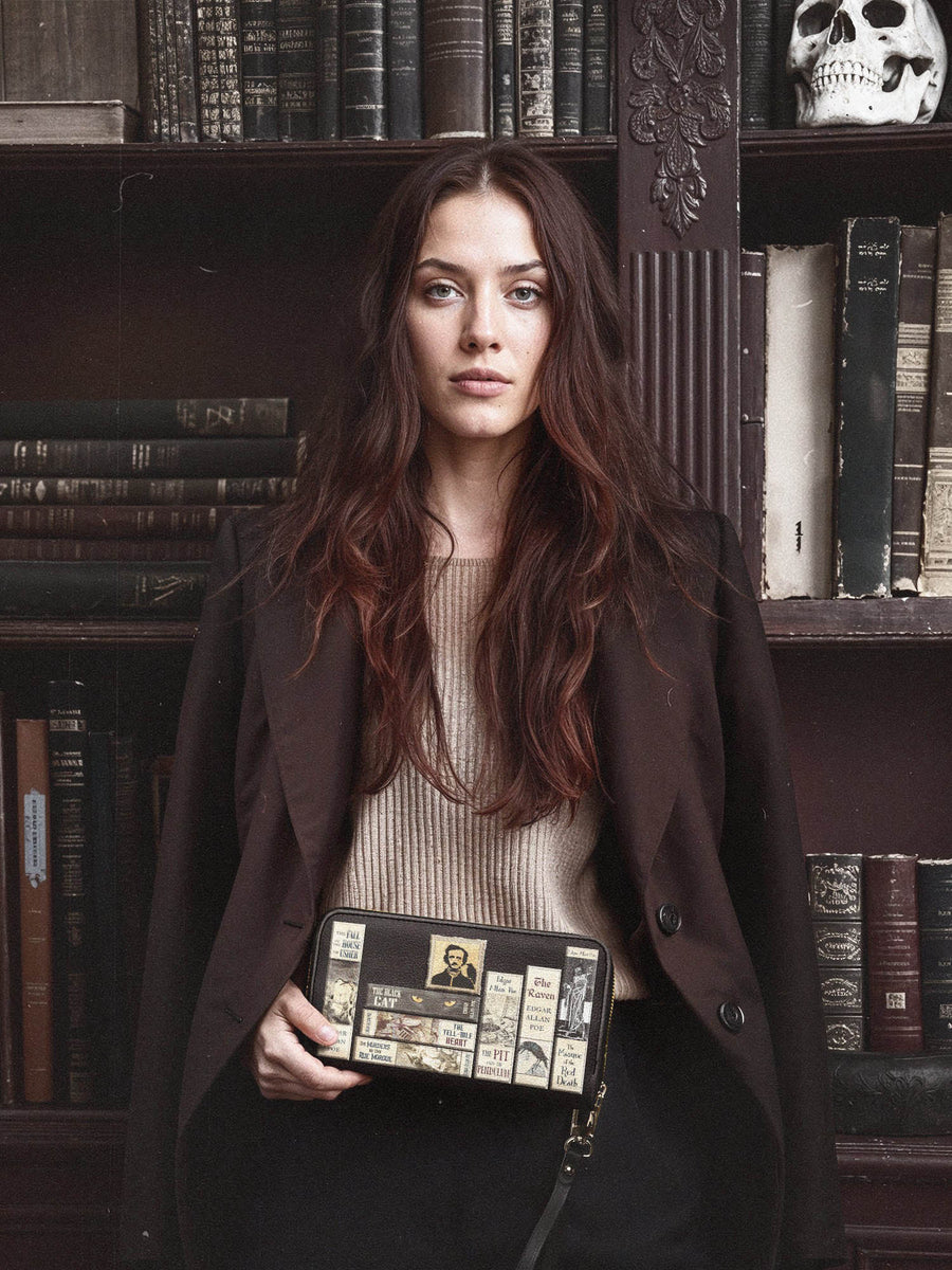 "Poe's Library" Ashen Black Wallet