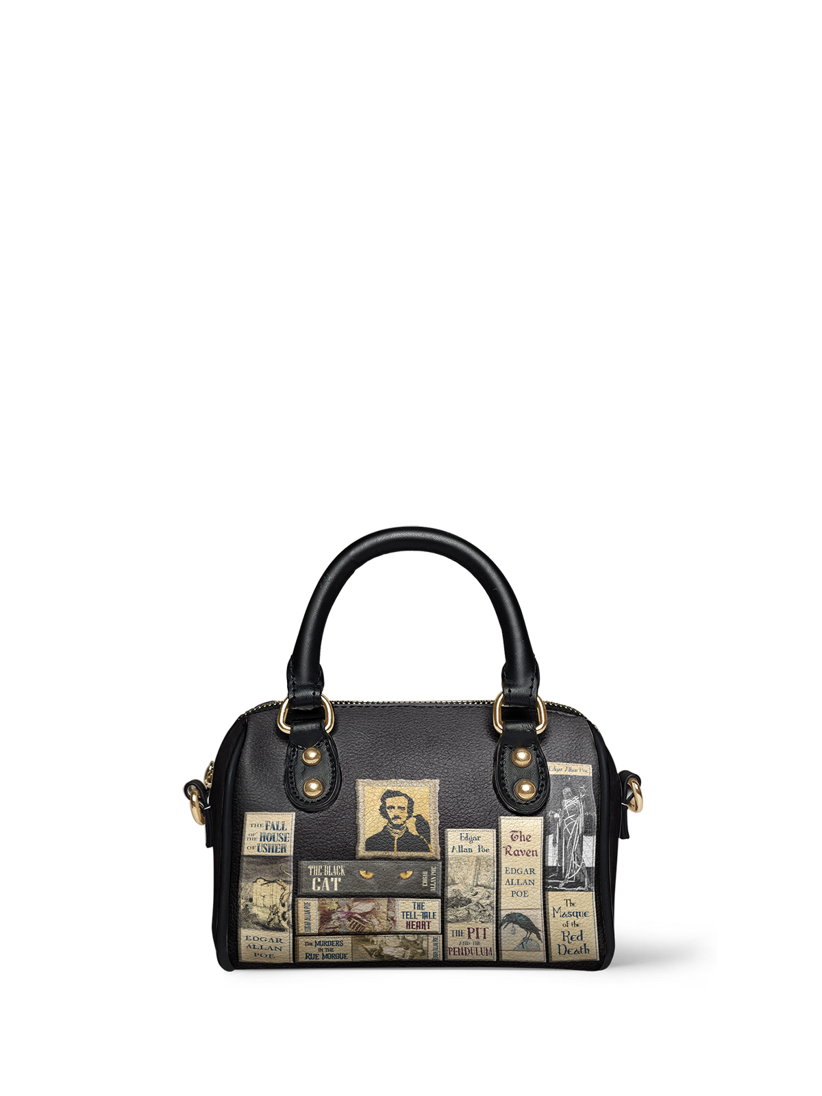 "Poe's Library" Ashen Black Mini Satchel