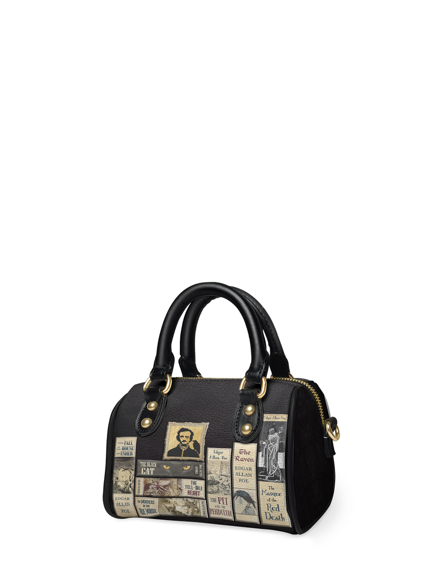 "Poe's Library" Ashen Black Mini Satchel