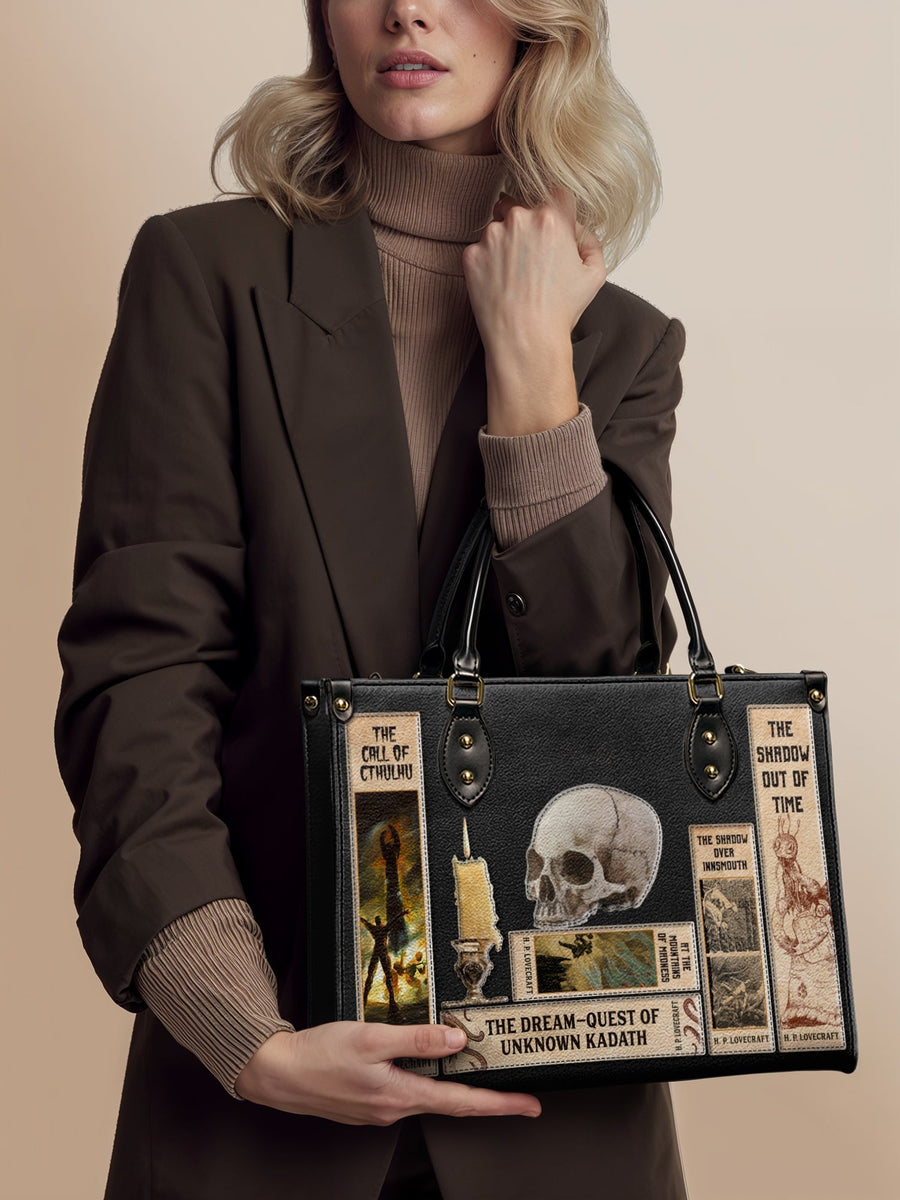 Lovecraftian Black Leather Handbag