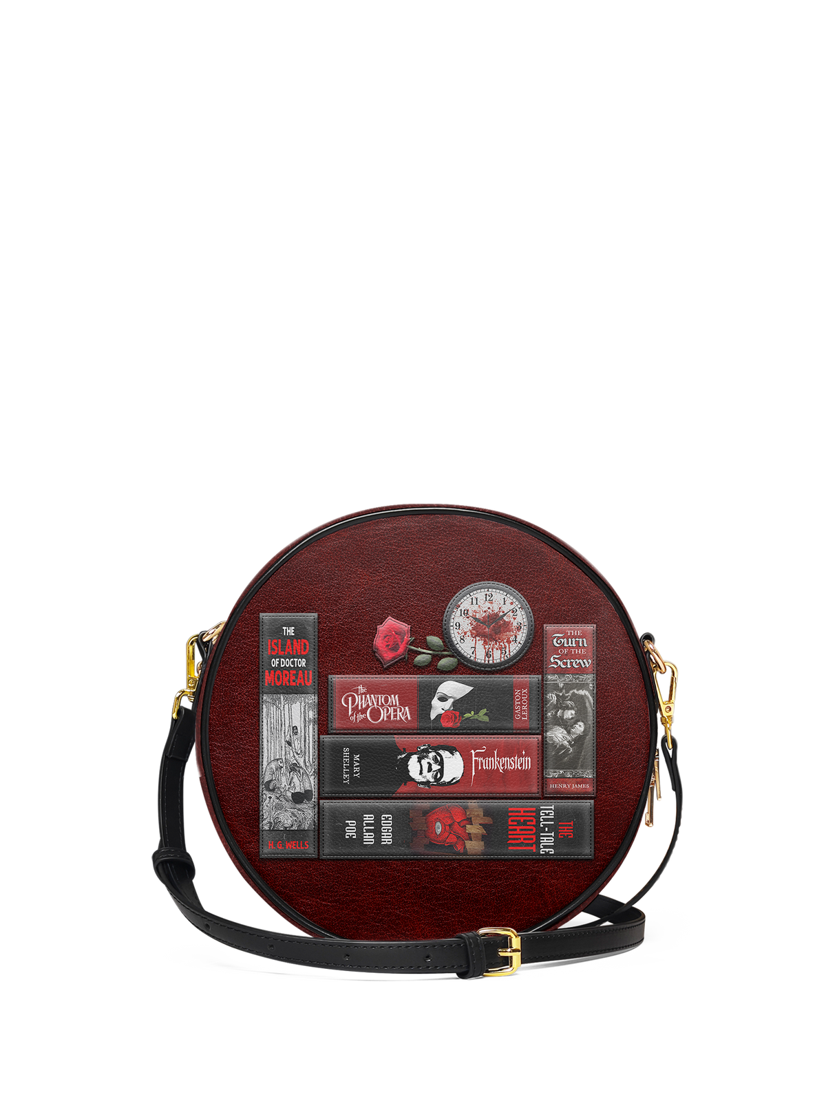 "The Crimson Codex" Circle Crossbody Bag