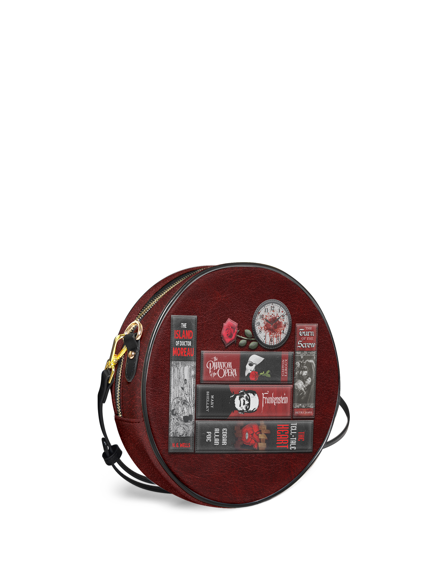 "The Crimson Codex" Circle Crossbody Bag